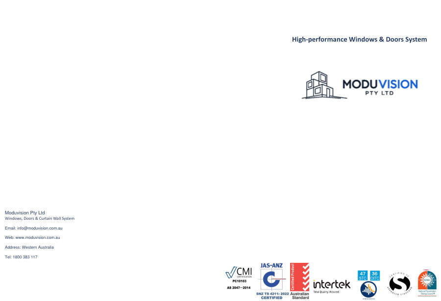 Cover of the Moduvision Windows and Doors Catalogue